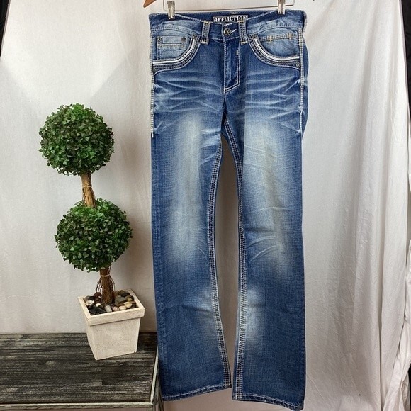 Affliction Men's Blue Denim Blake Jeans 31 - Picture 2 of 12